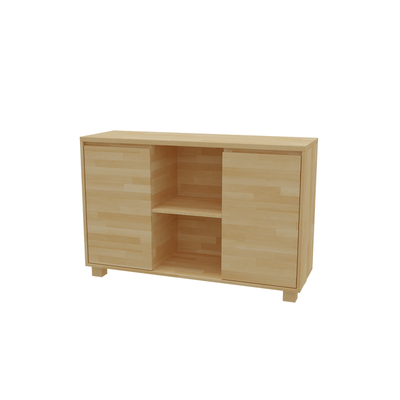 Veľká komoda z bukového masívu s dvierkami a policami | postelerosty.sk