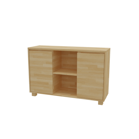 Veľká komoda z bukového masívu s dvierkami a policami | postelerosty.sk