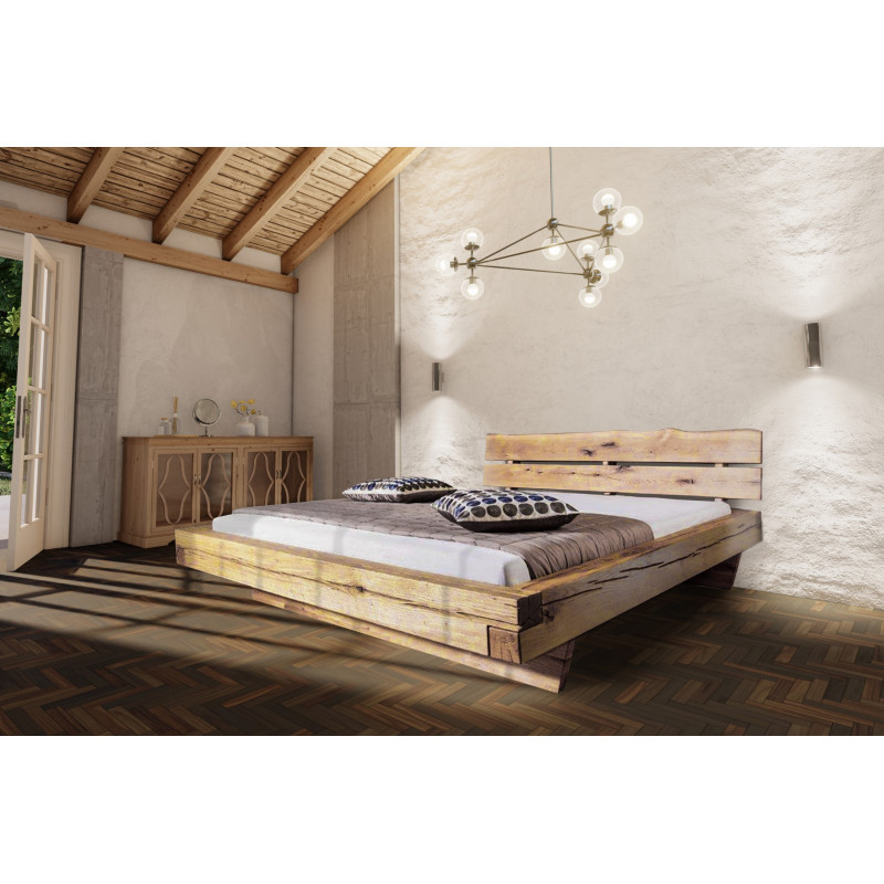 Moderná posteľ ELISA s rustikálnym nádychom zo smrekového dreva | postelerosty.sk